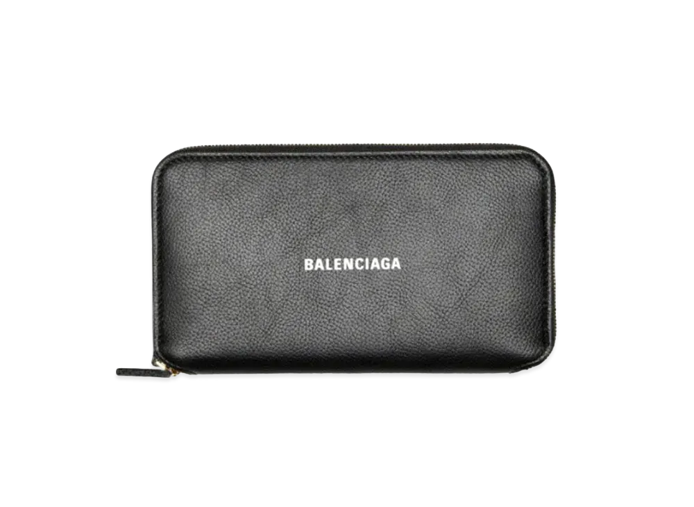 BALENCIAGA Cash Continental Wallet Grained Calfskin "Black"