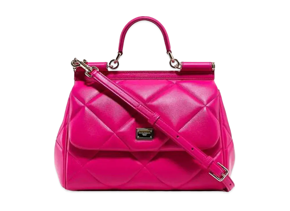Dolce&Gabbana Sicily Bag Medium Matrasse Aria Calfskin "Fuchsia"