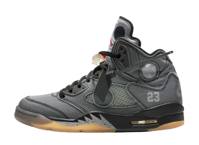 オフホワイト × ナイキ エアジョーダン5 "ブラック/モスリン/ファイヤーレッド"