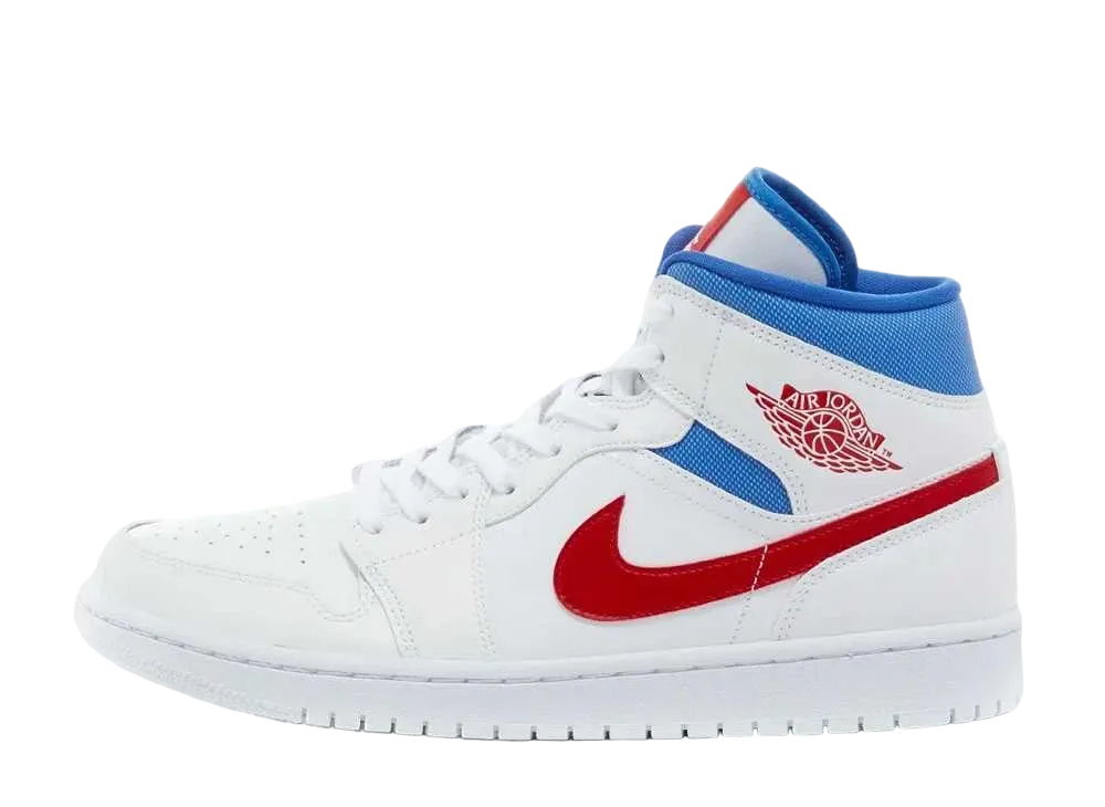 Nike Women's Air Jordan 1 Mid "White/University Red-Game Royal"