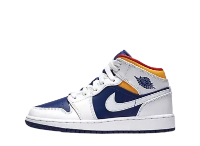 ナイキ エアジョーダン1 ミッド GS "ホワイト/ネイビー/イエロー"
