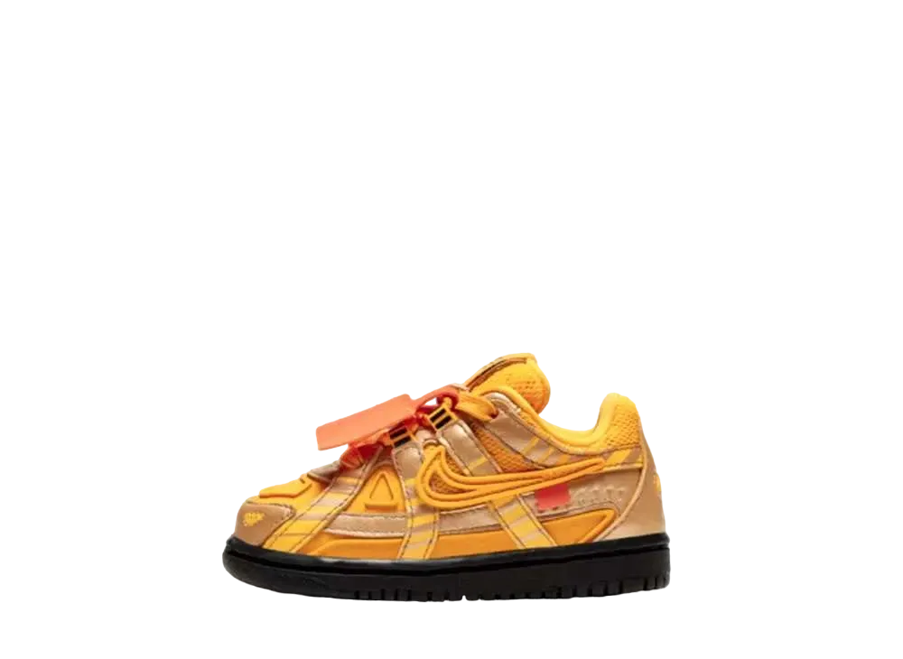 Off-White × Nike TD Air Rubber Dunk "University Gold"