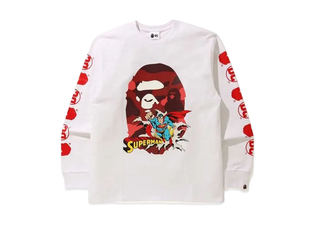 A BATHING APE / DC Superman Long Sleeve Tee "White"