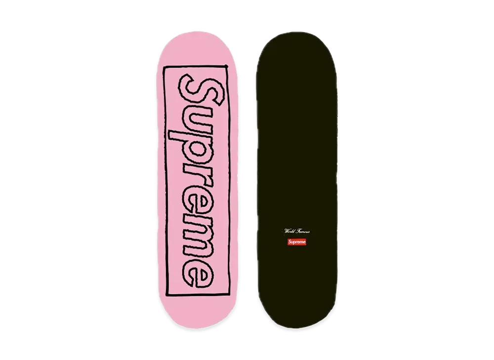 Supreme KAWS Chalk Logo Skateboard "Pink"