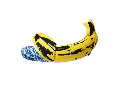 A BATHING APE / MEDICOM TOY / ANDY WARHOL ABC CAMO BANANA CUSHION L "Blue"