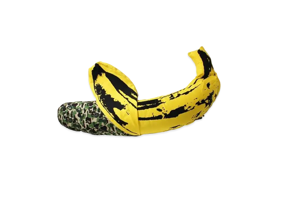 A BATHING APE / MEDICOM TOY / ANDY WARHOL ABC CAMO BANANA CUSHION M "Green"
