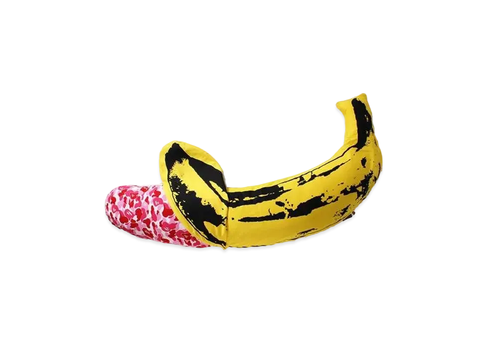 A BATHING APE / MEDICOM TOY / ANDY WARHOL ABC CAMO BANANA CUSHION M "Pink"