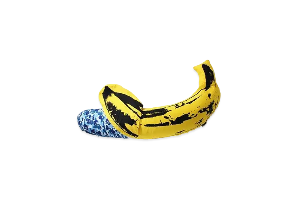A BATHING APE / MEDICOM TOY / ANDY WARHOL ABC CAMO BANANA CUSHION S "Blue"
