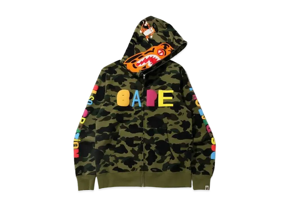 A BATHING APE / READYMADE TIGER SHARK WIDE FULL ZIP HOODIE "Camo"