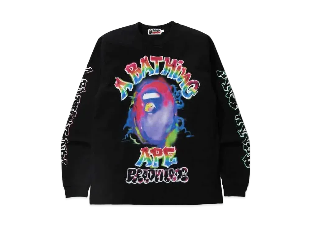 A BATHING APE / READYMADE SPRAY WIDE L/S TEE "Black"