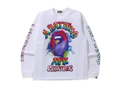 A BATHING APE / READYMADE SPRAY WIDE L/S TEE "White"