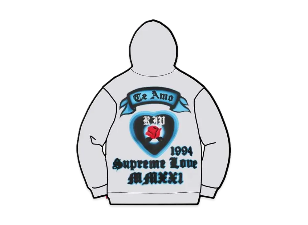 シュプリーム ラブ フーデッド スウェットシャツ "グレー"