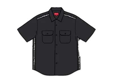 Supreme Logo Rib S/S Work Shirt "Black"