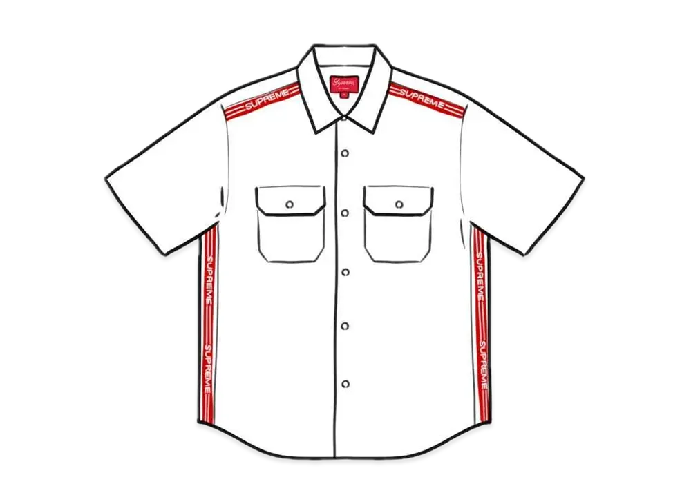 Supreme Logo Rib S/S Work Shirt "White"
