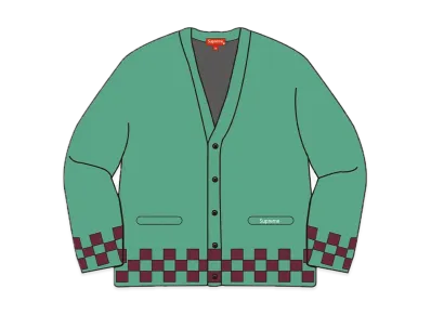 Supreme Brushed Checkerboard Cardigan "Teal"