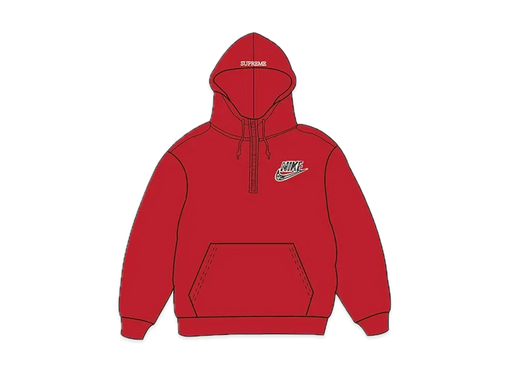Supreme / Nike® Half Zip Hooded Sweatshirt "Red"