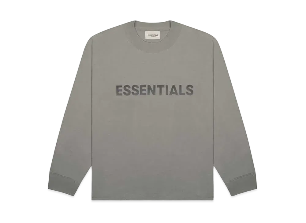 FEAR OF GOD ESSENTIALS Boxy Long Sleeve T-Shirt Applique Logo "Cement"