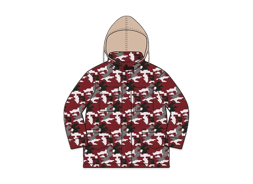 シュプリーム ロゴ カモ M65 ジャケット "レッド カモ"