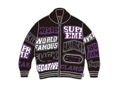 Supreme x HYSTERIC GLAMOUR Logos Zip Up Sweater "Black"