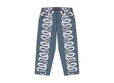 Supreme x HYSTERIC GLAMOUR Snake Double Knee Denim Painter Pant "Blue"