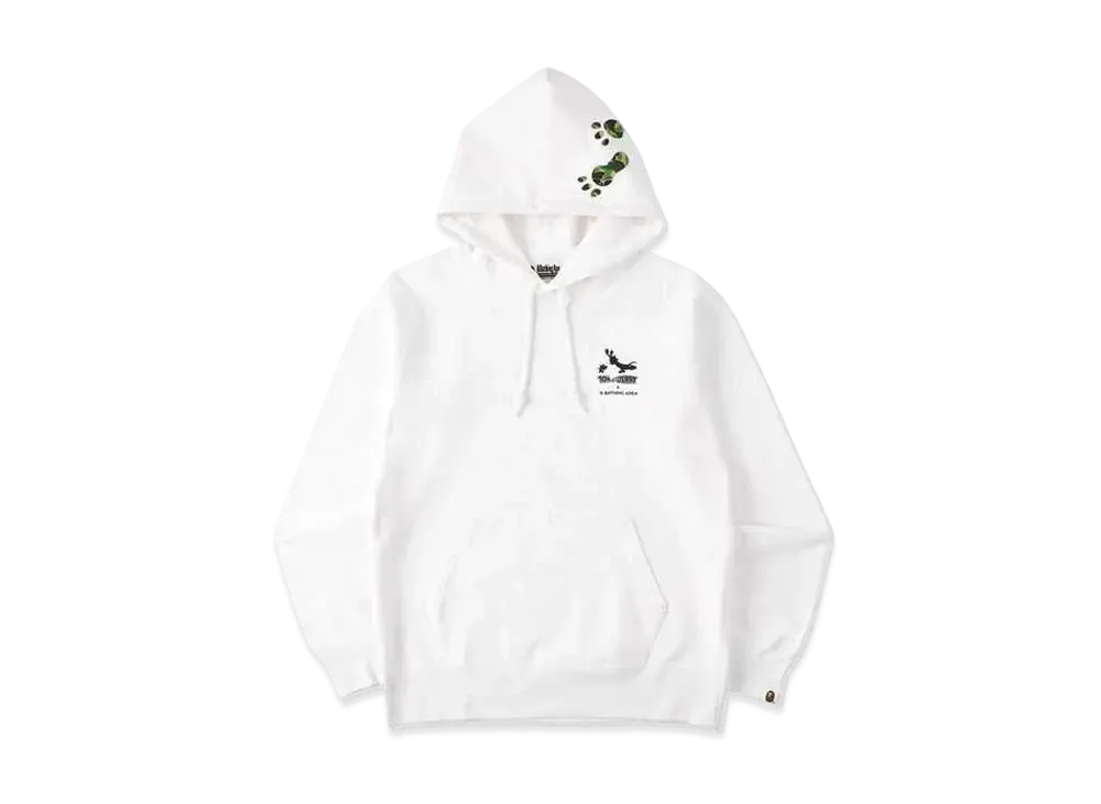 A BATHING APE / TOM AND JERRY FOOTPRINTS PULLOVER HOODIE "White"