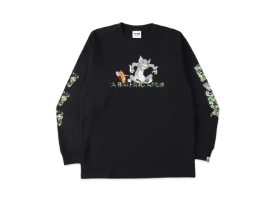 A BATHING APE / TOM AND JERRY FOOTPRINTS L/S TEE "Black"