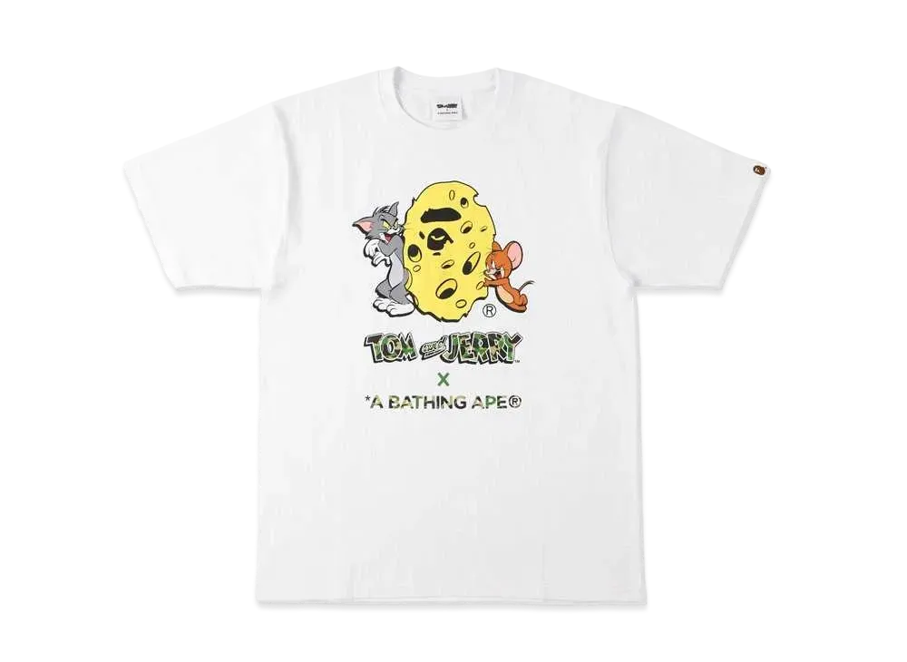 A BATHING APE / TOM AND JERRY CHEESE APE HEAD TEE "White"