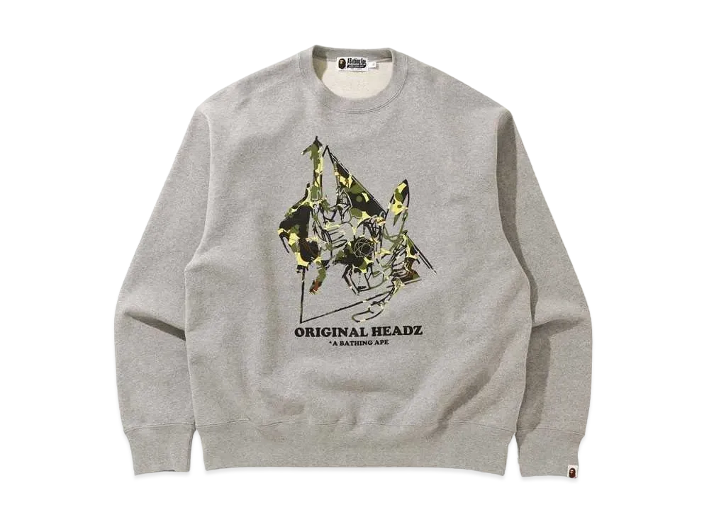 A BATHING APE / UNKLE POINTMAN LOGO RELAXED CREWNECK "Grey"