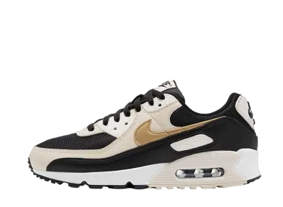 NIKE Women's AIR MAX 90 "BLACK/SUMMIT WHITE/METALLIC GOLD"