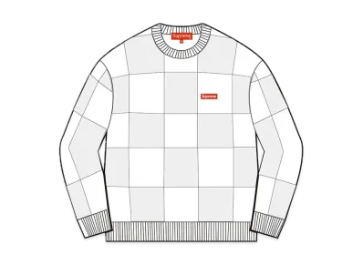 Supreme Tonal Checkerboard Small Box Sweater "White"