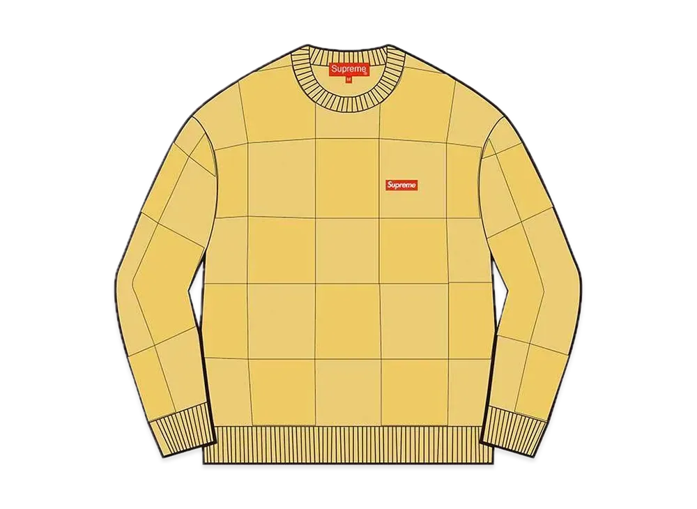 Supreme Tonal Checkerboard Small Box Sweater "Yellow"