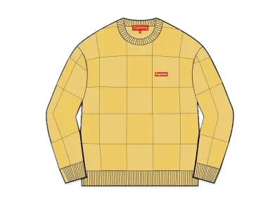 Supreme Tonal Checkerboard Small Box Sweater "Yellow"
