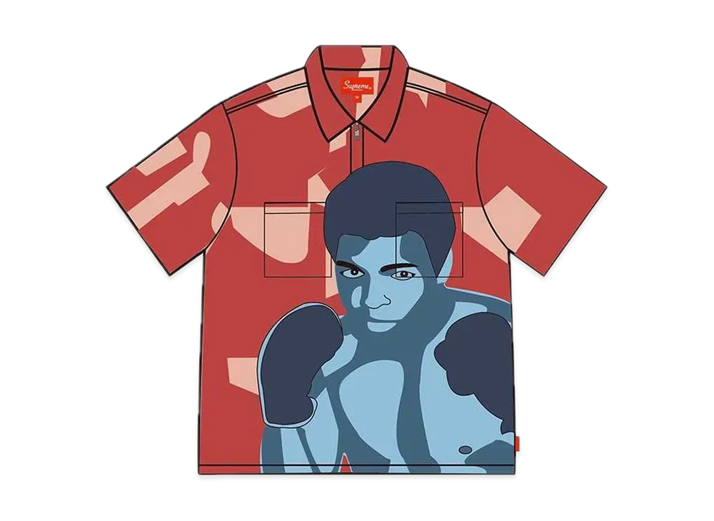 Supreme Muhammad Ali Zip Up S/S Shirt "Red"