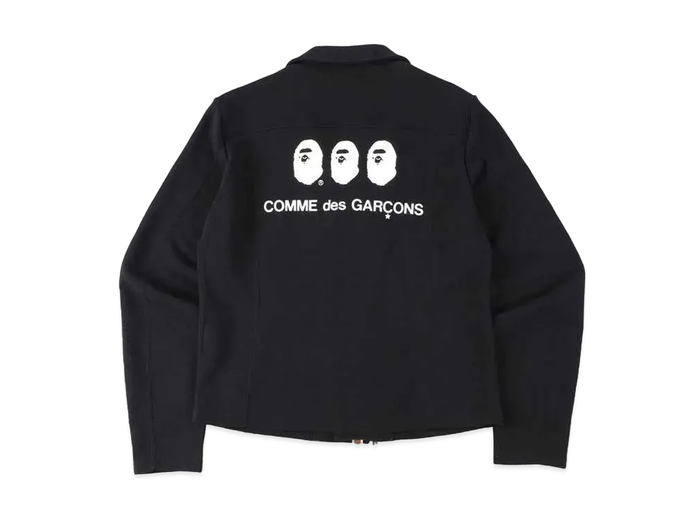 A BATHING APE CDG OSAKA SWEAT BIKER JACKET "Black"