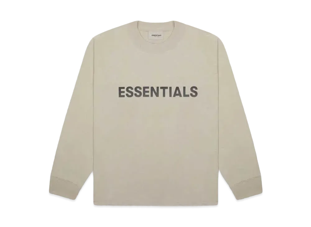 FEAR OF GOD ESSENTIALS Boxy Long Sleeve T-Shirt Applique Logo "Olive/Khaki"