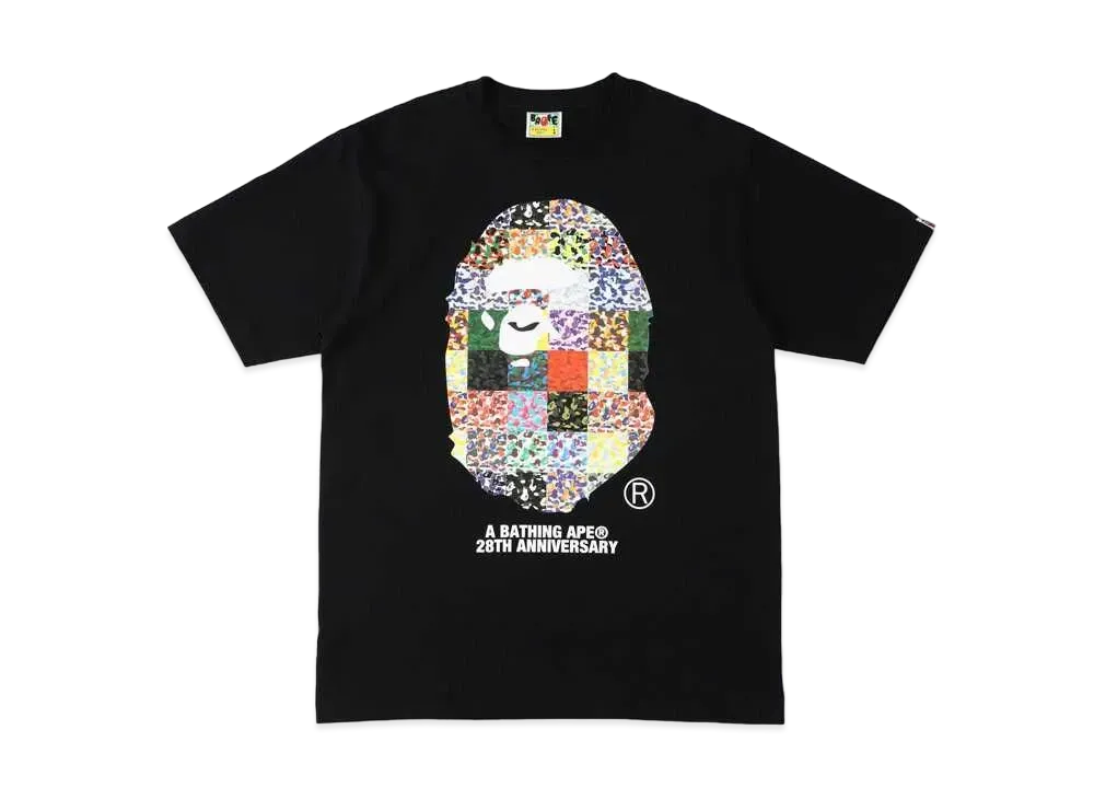 A BATHING APE 28TH ANNIVERSARY APE HEAD TEE "Black"