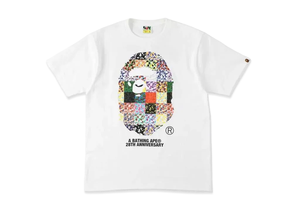 A BATHING APE 28TH ANNIVERSARY APE HEAD TEE "White"