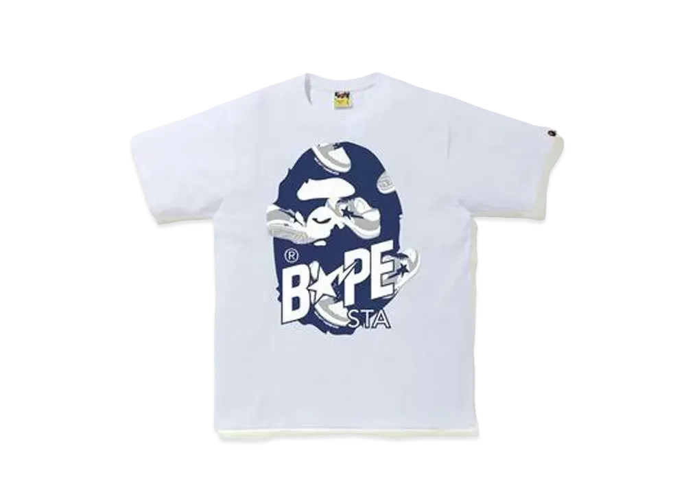 A BATHING APE RANDOM BAPE STA APE HEAD RELAXED TEE "White/Navy"