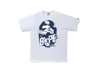A BATHING APE RANDOM BAPE STA APE HEAD RELAXED TEE "White/Navy"