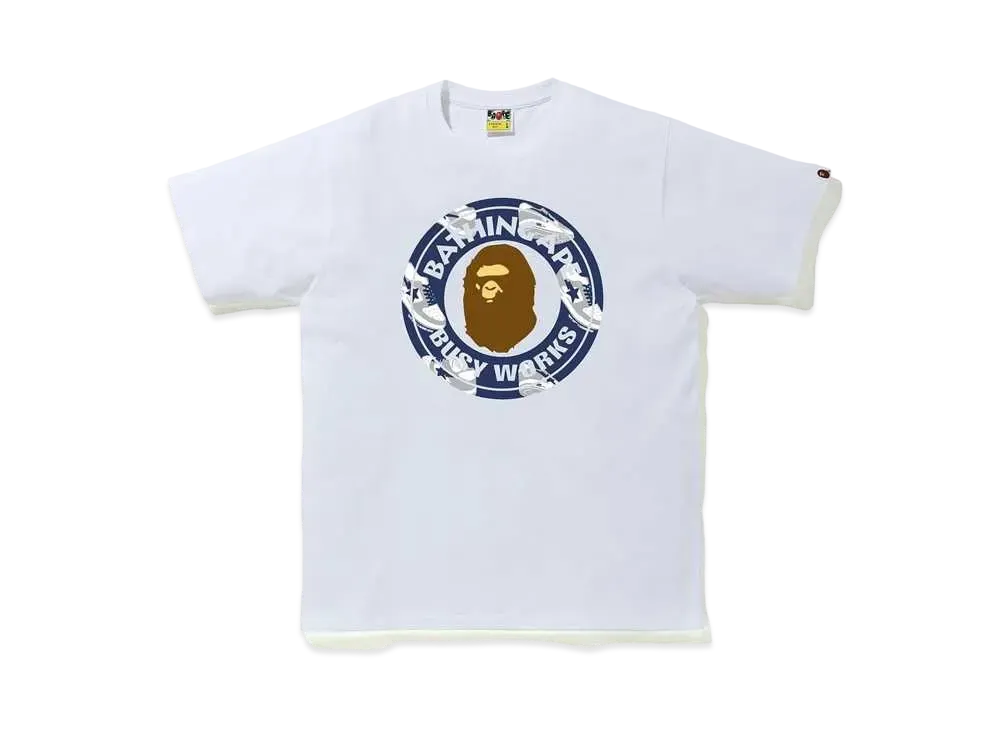 A BATHING APE RANDOM BAPE STA BUSY WORKS TEE "White/Navy"