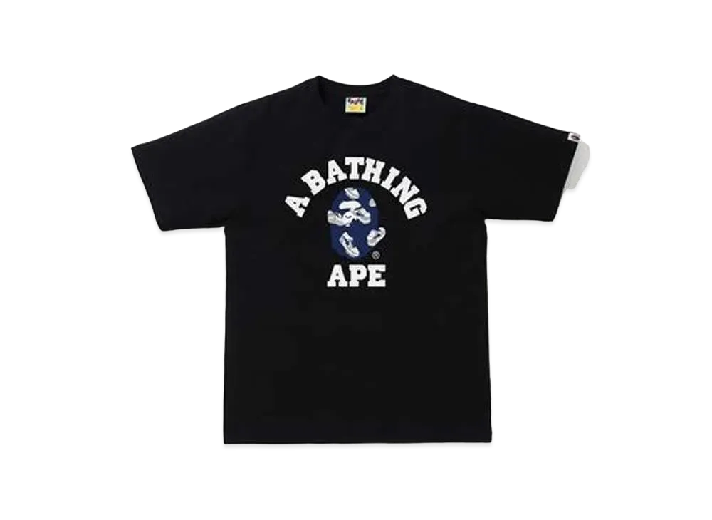 A BATHING APE RANDOM BAPE STA COLLEGE TEE "Black/Navy"