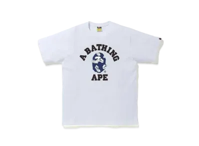 A BATHING APE RANDOM BAPE STA COLLEGE TEE "White/Navy"