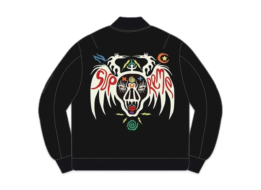 Supreme Clayton Patterson Skulls Embroidered Velvet MA-1 "Black"