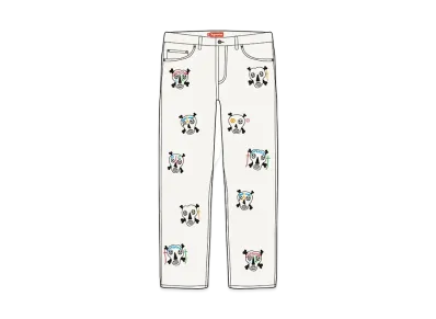 Supreme Clayton Patterson Skulls Embroidered Regular Jean "White"