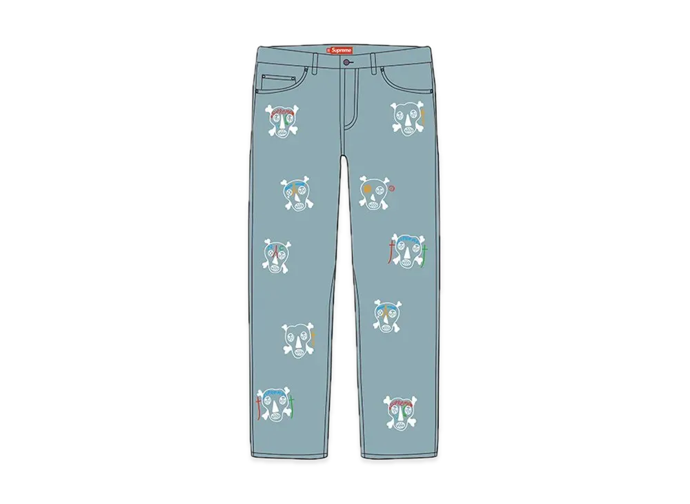 Supreme Clayton Patterson Skulls Embroidered Regular Jean "Blue"