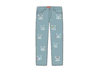 Supreme Clayton Patterson Skulls Embroidered Regular Jean "Blue"