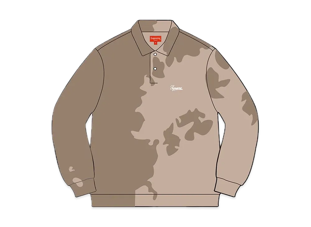 Supreme Bleached Velour L/S Polo "Tan"