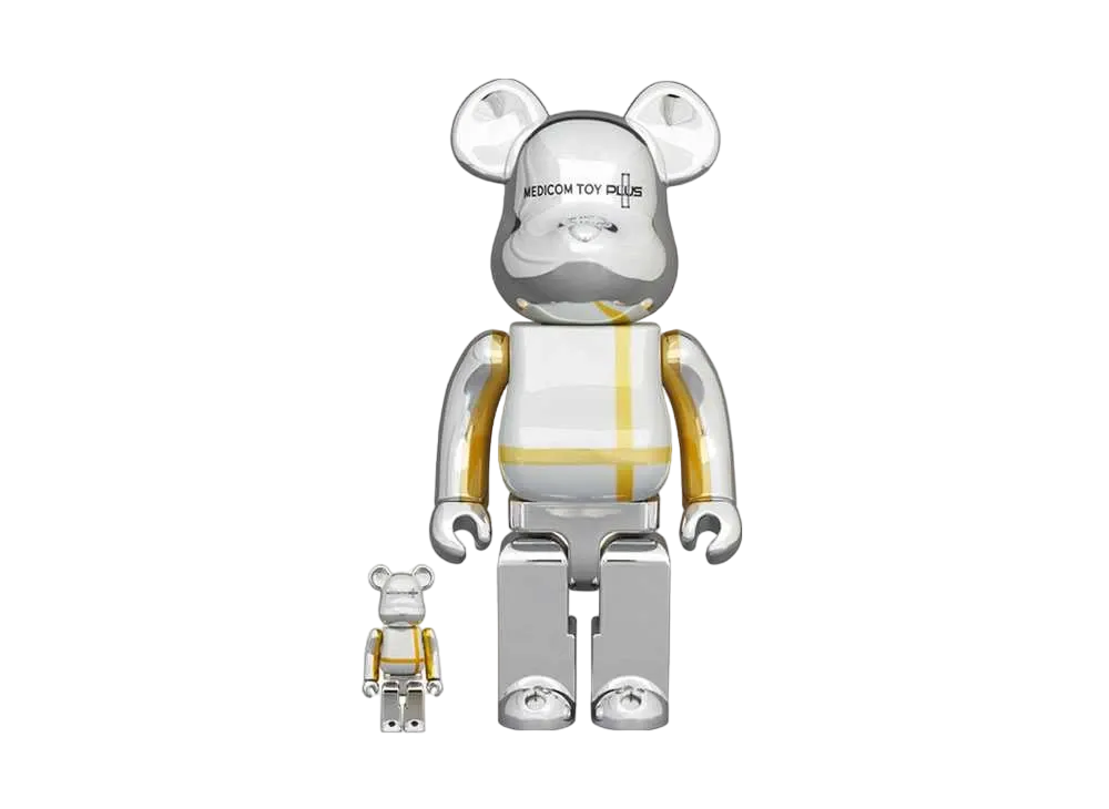 Bearbrick MEDICOM TOY PLUS SILVER CHROME Ver. 100% & 400%