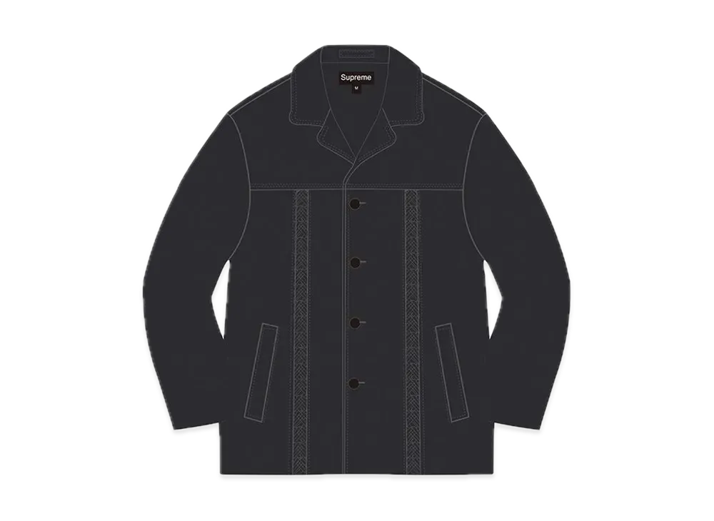 Supreme Braided Leather Overcoat "Black"