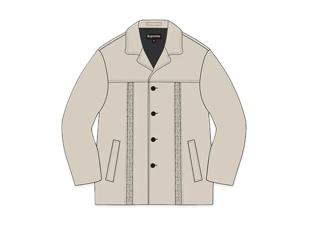 Supreme Braided Leather Overcoat "Sand"